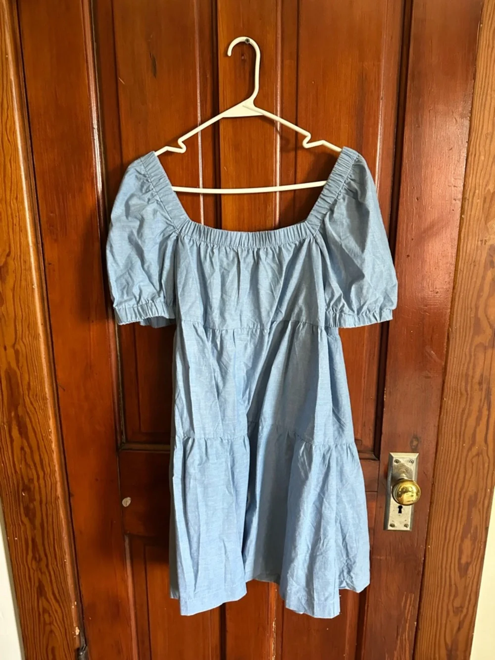 Light Blue Puff-Sleeve Mini Dress - Picture 3 of 3